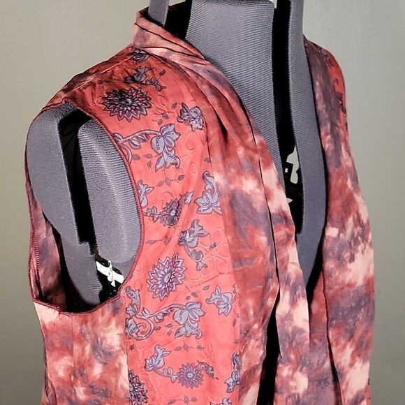 NWOT LOGO by Lori Goldstein Woven Tie-Dye Vest with Print Cotton Panels Sz M - Picture 7 of 12